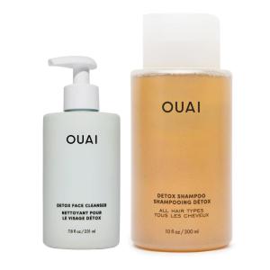 imageOUAI Detox Shower Routine Bundle  Gentle Detox Face Cleanser 78 Oz and Clarifying Shampoo with Apple Cider Vinegar 10 Oz  Removes Dirt Oil Product Makeup and Sunscreen  2Piece Bundle