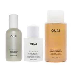 imageOUAI Thicker Hair Essentials  Hair Thickening Spray 6 Fl Oz Scalp Serum 2 Fl Oz Detox Shampoo 10 Fl Oz  Volume Strength ampamp Scalp Health