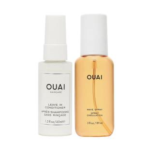 imageOUAI TravelSize Hair Care Bundle  LeaveIn Conditioner  Wave Spray  Hair Styling Products for Frizz Control Volume Texture and Added Hair Shine 2 Count 15 Oz 3 Oz