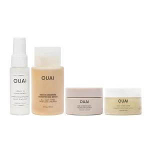 imageOUAI Travel Kit  Includes Travel Size Leave In Conditioner Detox Shampoo Fine to Medium Hair Mask Scalp ampamp Body Scrub 4 CountFine to Medium Hair Travel Kit