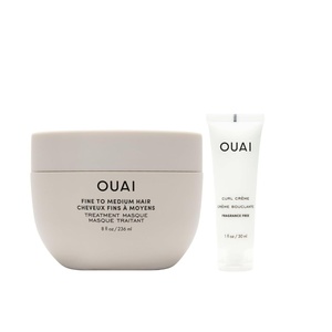 image:imageOUAI Hair Masque Full Size amp Curl Crme Deluxe  Hydrating Hair Mask amp Curl Defining Cream  Shea Butter Keratin Chia amp Linseed Oils  Fine to Medium Strands Frizz Control 2 Count